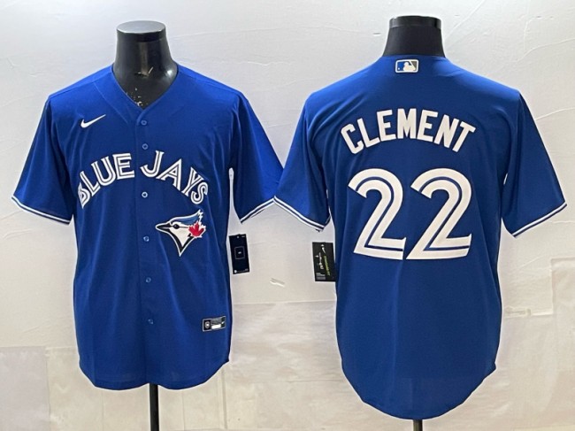 Men's Toronto Blue Jays #22 Ernie Clement Blue Cool Base Stitched Baseball Jersey