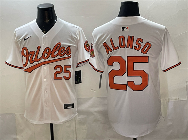 Men's Baltimore Orioles #25 Pete Alonso White 2025 Home Limited Stitched Baseball Jersey
