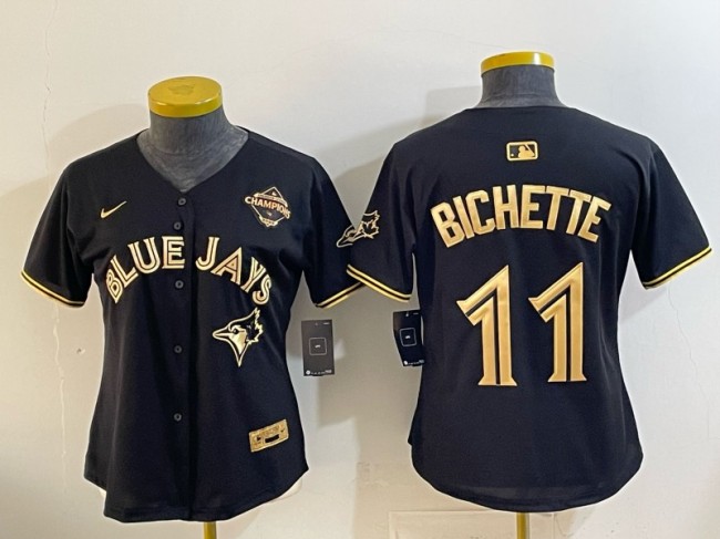 Youth Toronto Blue Jays #11 Bo Bichette Black Gold 2025 American League Champions Limited Stitched Baseball Jersey