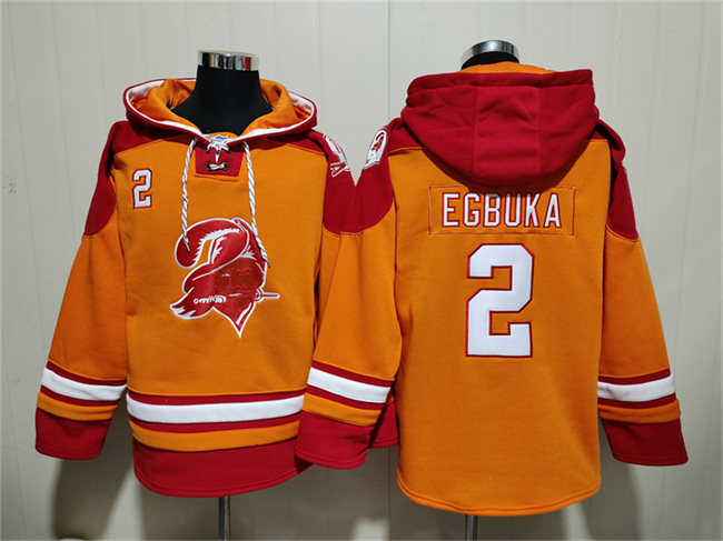Men's Tampa Bay Buccaneers #2 Emeka Egbuka Orange Red Ageless Must-Have Lace-Up Pullover Hoodie