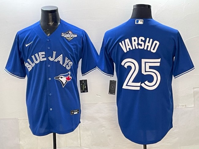 Men's Toronto Blue Jays #25 Daulton Varsho Royal 2025 World Series Home Cool Base Stitched Baseball Jersey