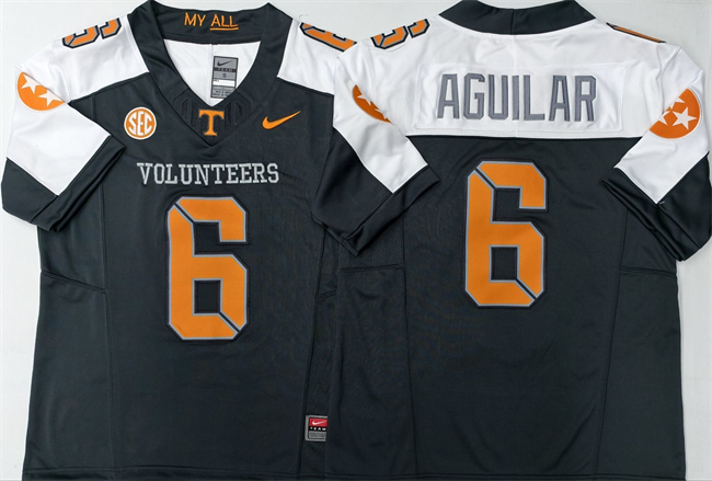 Men's Tennessee Volunteers #6 Joey Aguilar White Black 2025 F.U.S.E. Stitched Jersey