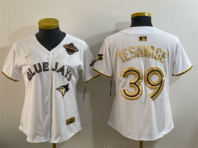 Youth Toronto Blue Jays #39 Trey Yesavage White Gold 2025 American League Champions Limited Stitched Baseball Jersey