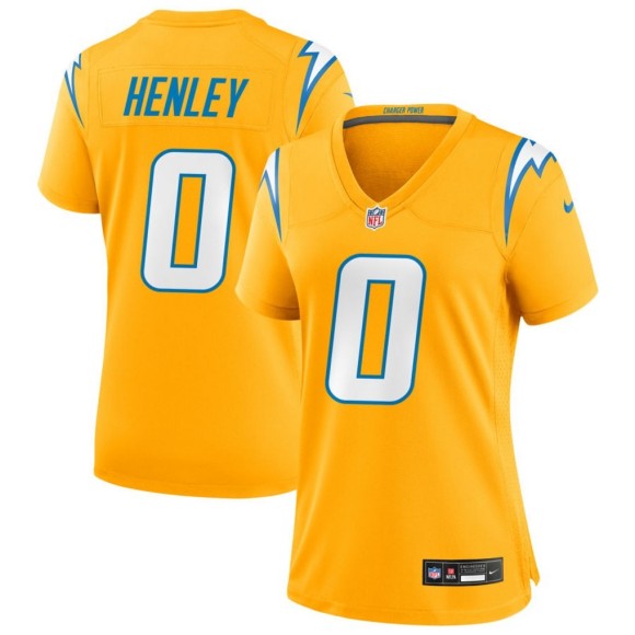 Women's Los Angeles Chargers #0 Daiyan Henley Gold 2025 Vapor Limited Stitched Football Jersey