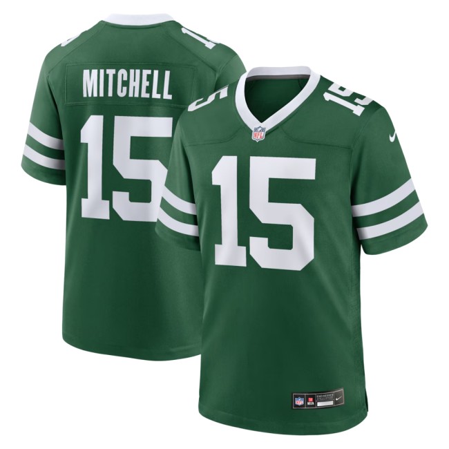 Men's New York Jets #15 Adonai Mitchell Legacy Green Nike Team Game Stitched Jersey