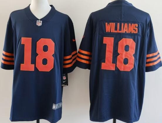 Men's Chicago Bears #18 Caleb Williams Navy Alternate Vapor Limited Stitched Jersey