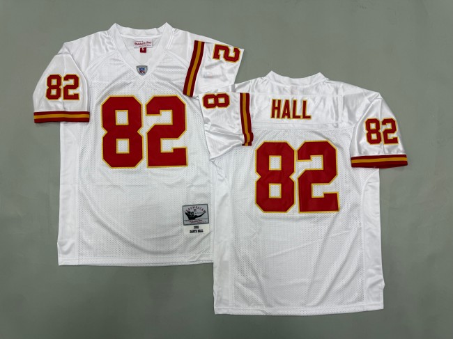 Men's Kansas City Chiefs #82 Dante Hall White 'MN' 2002 Throwback Stitched Jersey
