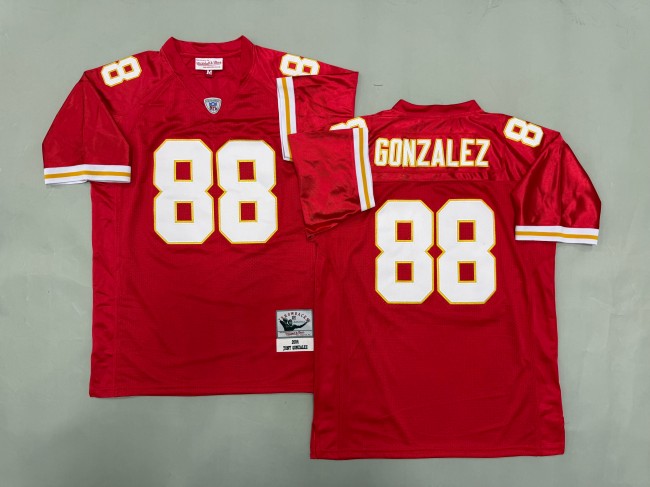 Men's Kansas City Chiefs #88 Tony Gonzalez Red 'MN' 2004 Throwback Stitched Jersey