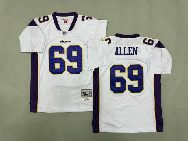 Men's Minnesota Vikings #69 Jared Allen White 'MN' 2011 Throwback Stitched Jersey