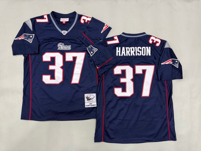 Men's New England Patriots #37 Rodney Harrison Navy Blue 'MN' 2009 Throwback Stitched Jersey