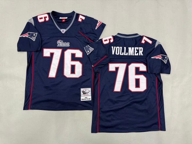 Men's New England Patriots #76 Sebastian Vollmer Navy Blue 'MN' 2009 Throwback Stitched Jersey
