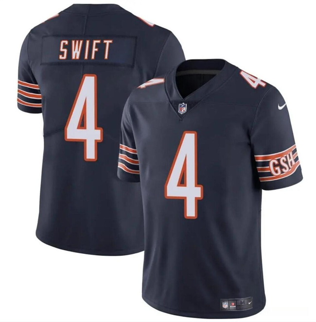 Men's Chicago Bears #4 D'Andre Swift Navy Vapor Untouchable Limited Stitched Football Jersey