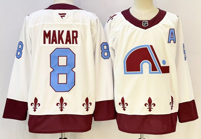 Men's Colorado Avalanche #8 Cale Makar White Reverse Retro Stitched Jersey