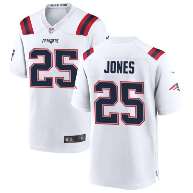 Men's New England Patriots #25 Marcus Jones White Vapor Limited Stitched Jersey