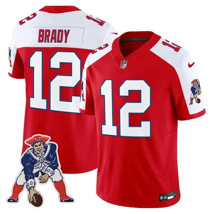 Men's & Women's & Youth New England Patriots #12 Tom Brady Red White F.U.S.E. Throwback Vapor Limited Stitched Jersey