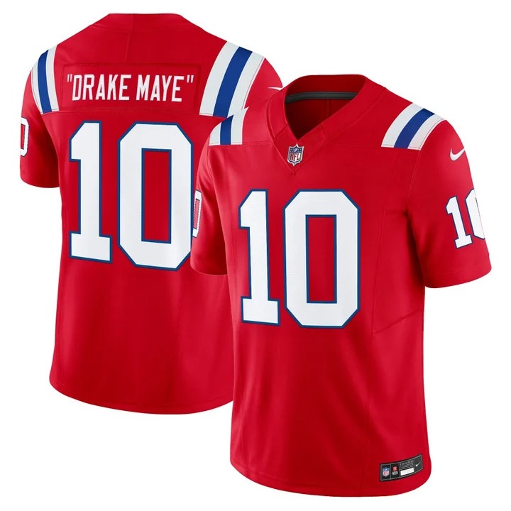 Men's & Women's & Youth New England Patriots #10 “Drake Maye” Red F.U.S.E. Throwback Vapor Limited Stitched Jersey