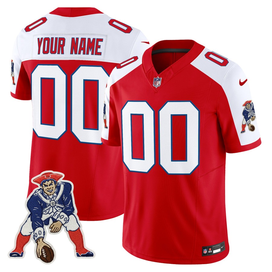 Men's & Women's & Youth New England Patriots Custom Red White F.U.S.E. Throwback Vapor Limited Stitched Jersey