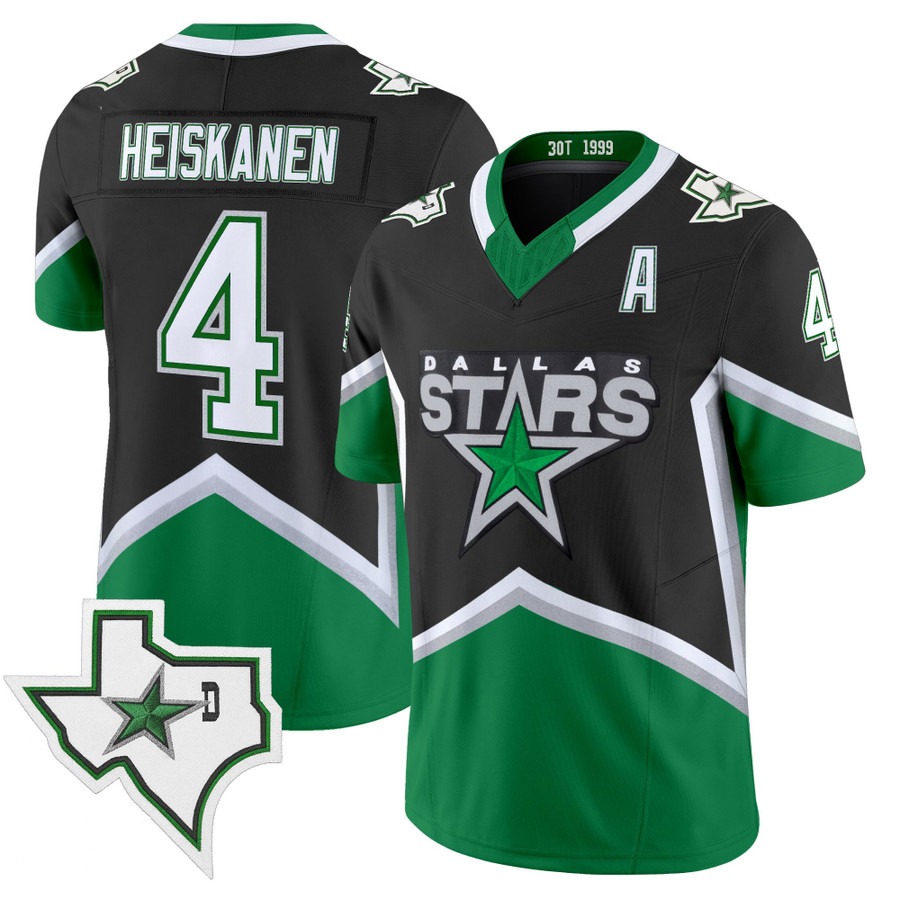 Men's & Women's & Youth Dallas Stars #4 Miro Heiskanen Black '99 Throwback Vapor Stitched Football Style Jersey