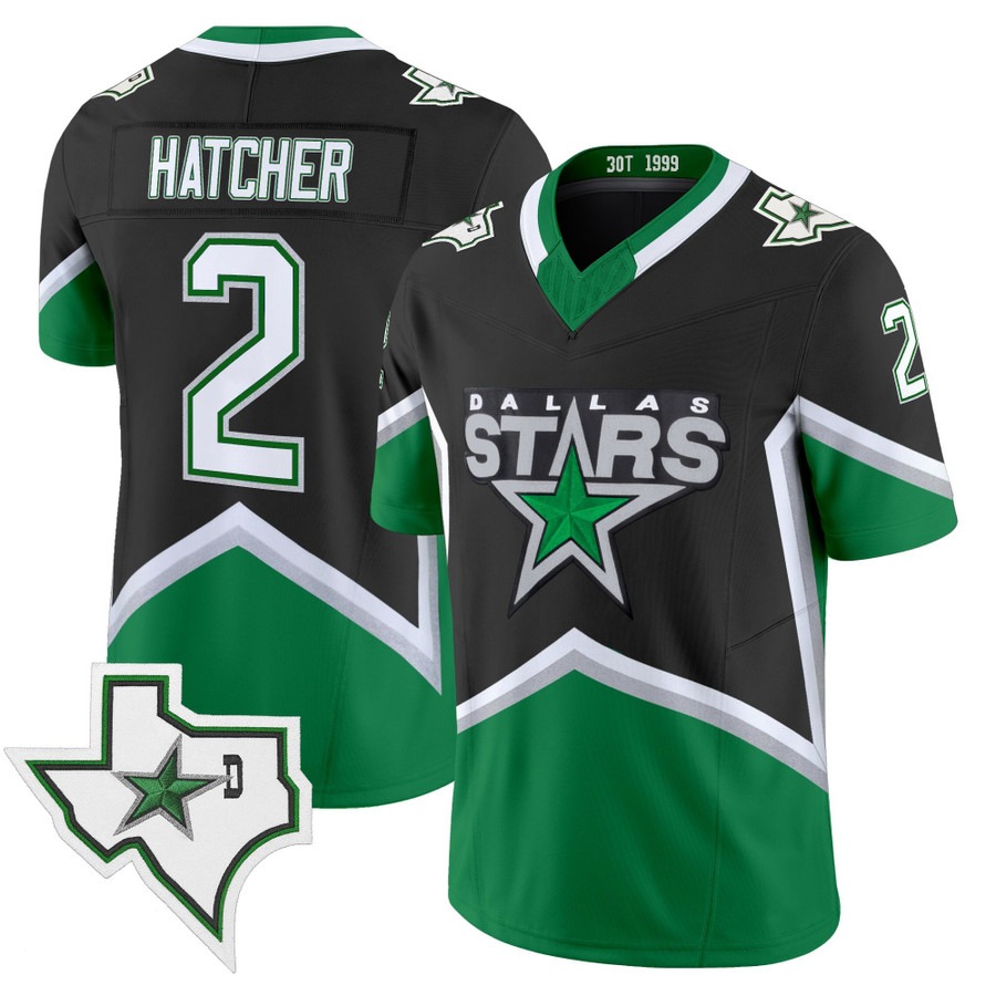 Men's & Women's & Youth Dallas Stars #2 Derian Hatcher Black '99 Throwback Vapor Stitched Football Style Jersey