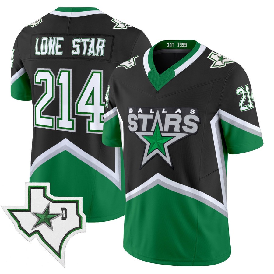 Men's & Women's & Youth Dallas Stars #214 Lone Star Black '99 Throwback Vapor Stitched Football Style Jersey