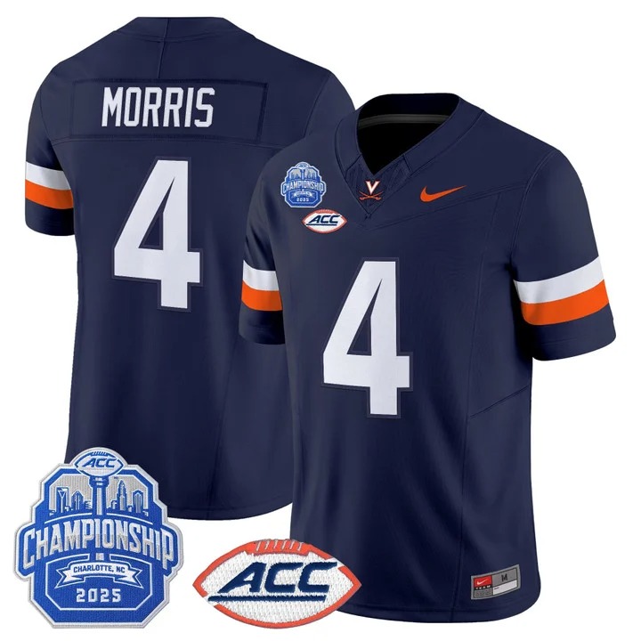 Men's & Women's & Youth Virginia Cavaliers #4 Chandler Morris Navy 2025 ACC Championship F.U.S.E. Vapor Limited Stitched Jersey