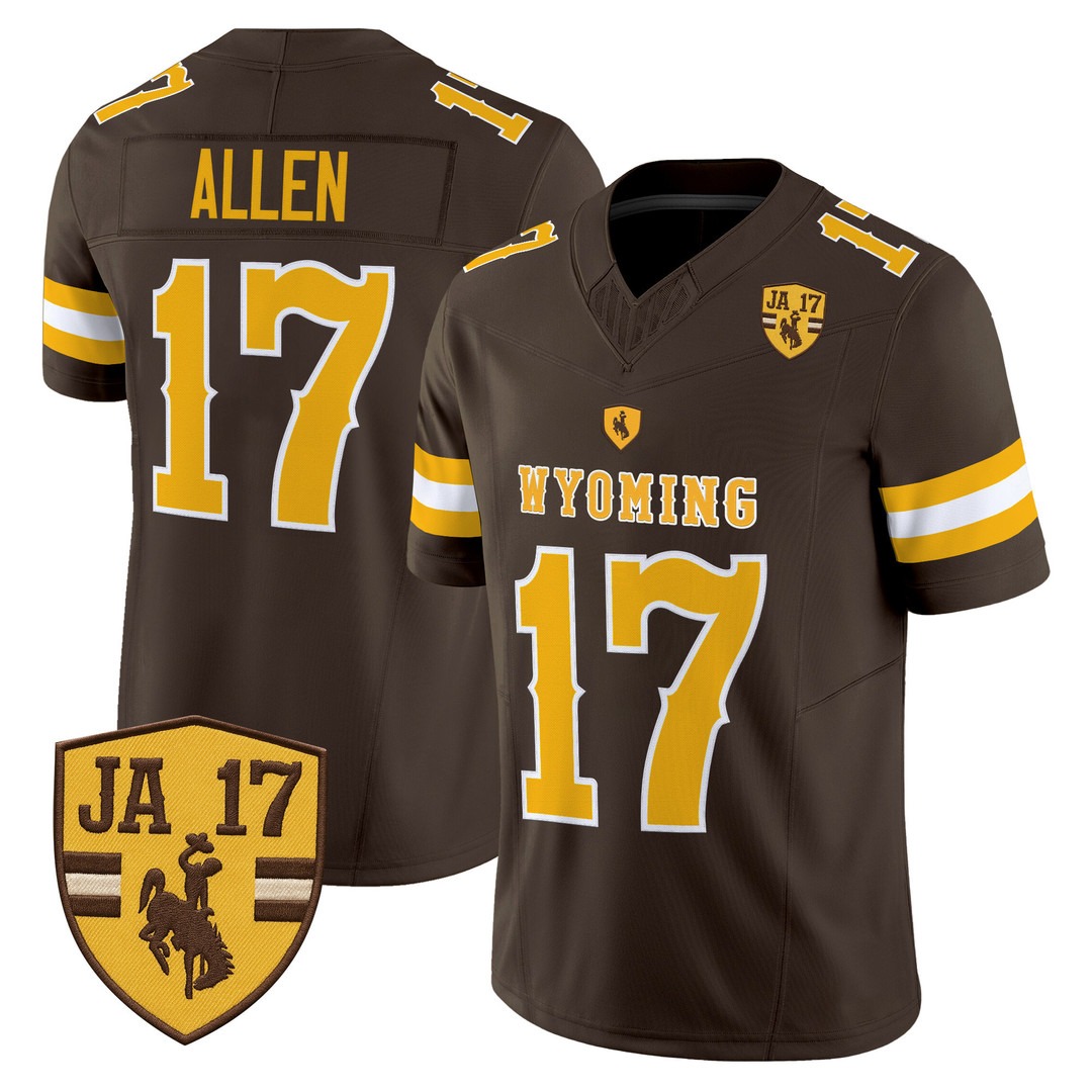 Men's & Women's & Youth Wyoming Cowboys #17 Josh Allen Brown 'Retro Edition' F.U.S.E. Vapor Limited Stitched Jersey - JA 17 Patch