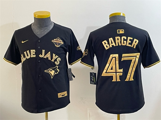 Youth Toronto Blue Jays #47 Addison Barger Black Gold 2025 American League Champions Limited Stitched Baseball Jersey