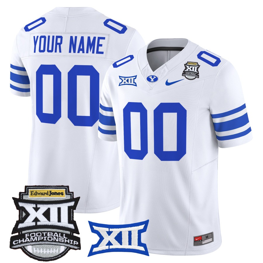 Men's & Women's & Youth BYU Cougars Custom 2025 Big 12 Championship F.U.S.E. Vapor Limited Stitched football Jersey White