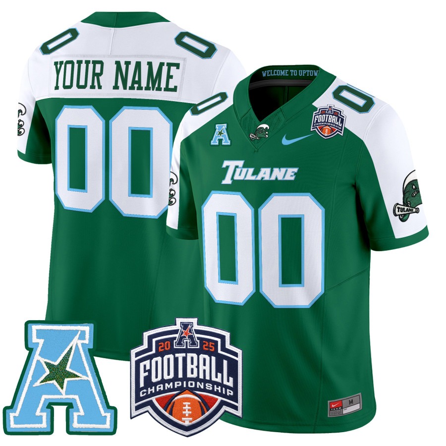 Men's & Women's & Youth Tulane Green Wave Custom 2025 AAC Championship F.U.S.E. Vapor Limited Stitched football Jersey Green Alternate