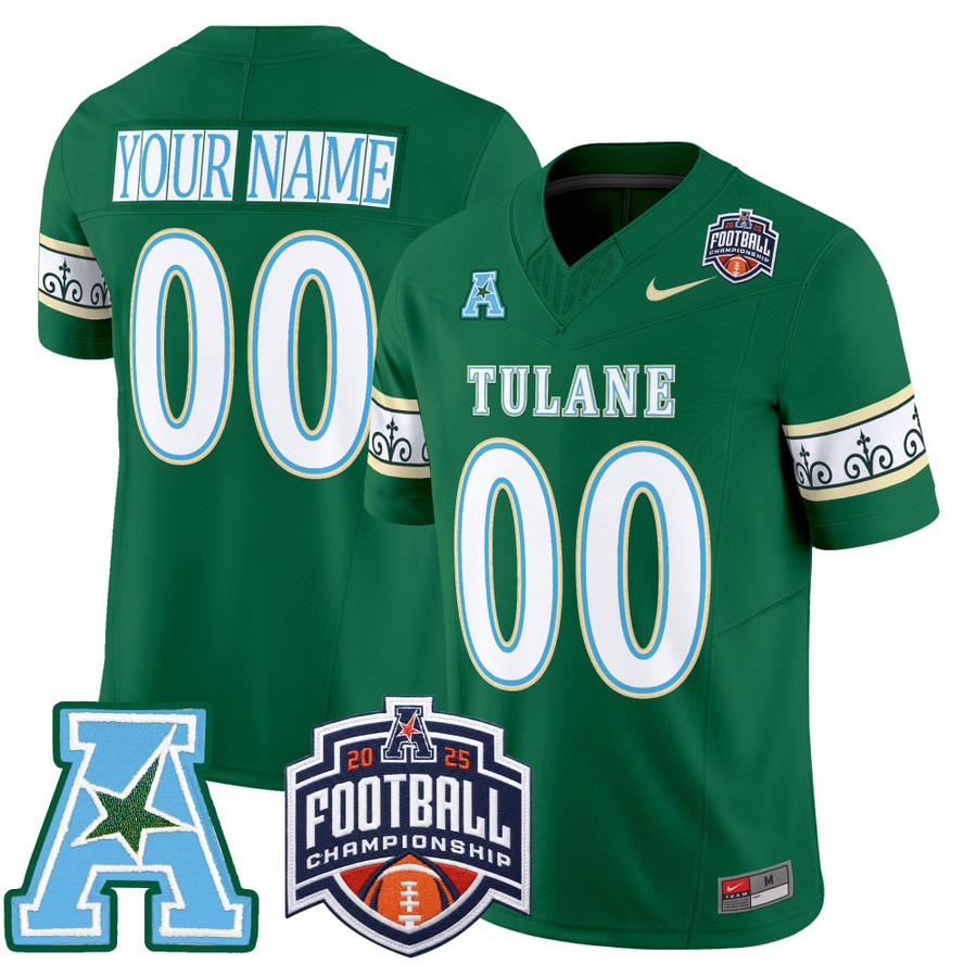 Men's & Women's & Youth Tulane Green Wave Custom 'City Edition' 2025 AAC Championship Patch F.U.S.E. Vapor Limited Stitched football Jersey Green