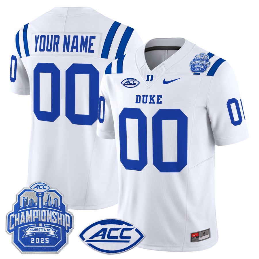 Men's & Women's & Youth Duke Blue Devils Custom 2025 ACC Championship F.U.S.E. Vapor Limited Stitched football Jersey White