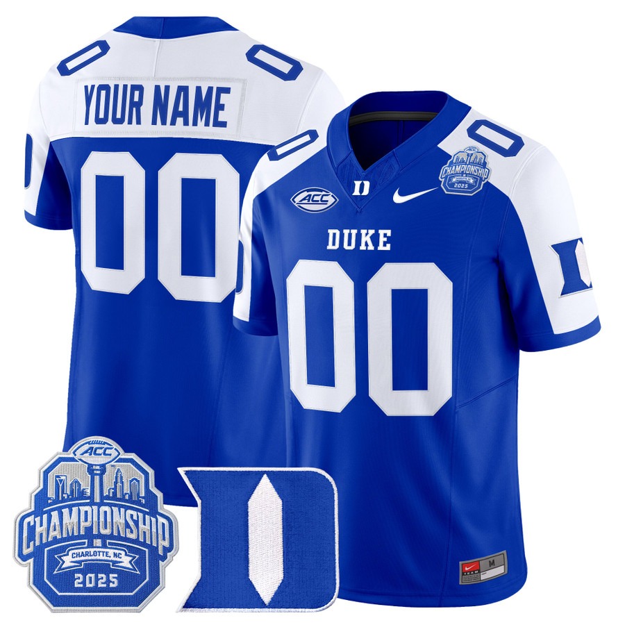 Men's & Women's & Youth Duke Blue Devils Custom 2025 ACC Championship F.U.S.E. Vapor Limited Stitched football Jersey Royal Alternate
