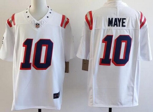 Men's New England Patriots #10 Drake Maye Limited White Fashion Nike FUSE Vapor Stitched Jersey