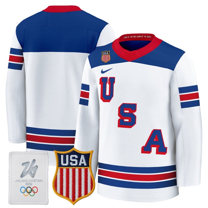 Men's USA Hockey 2026 Olympic Blank White Nike Premium Stitched Jersey
