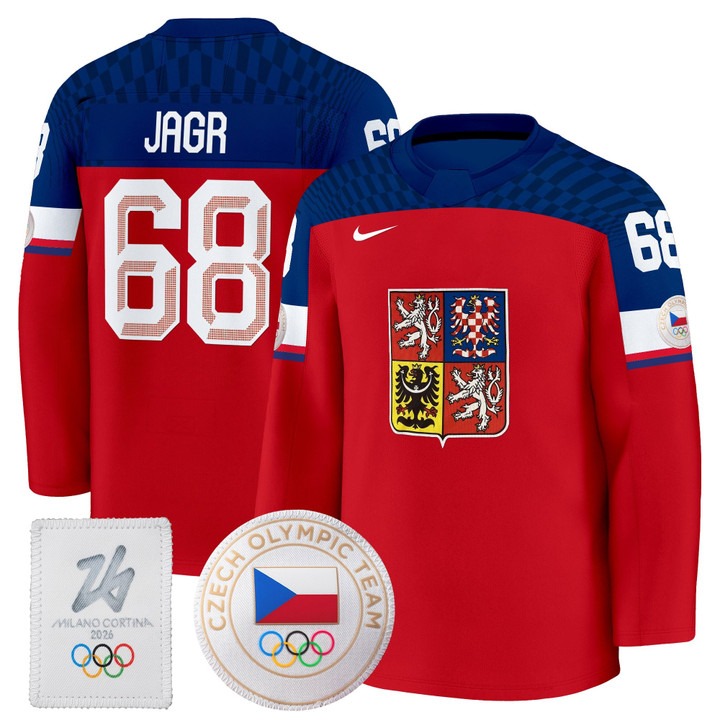 Men's Czechia Hockey 2026 Olympic #68 Jaromir Jagr Red Premium Nike Stitched Jersey