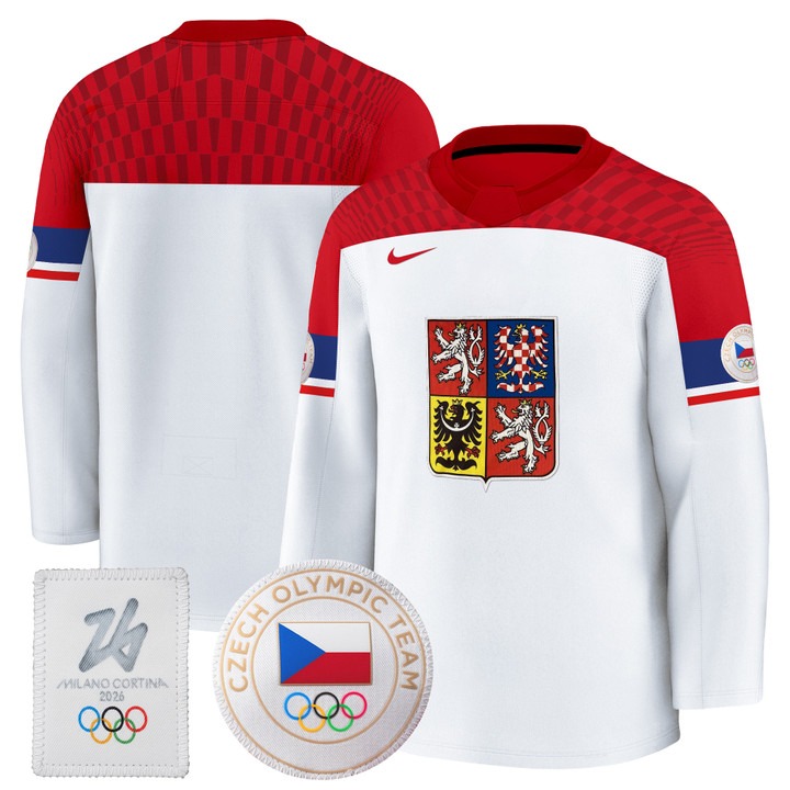Men's Czechia Hockey 2026 Olympic Bllank White Premium Nike Stitched Jersey