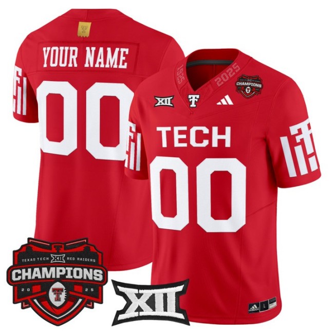 Men's & Women's & Youth Texas Tech Red Raiders Custom 2025 Big 12 Champions F.U.S.E. Vapor Limited Stitched Jersey Red