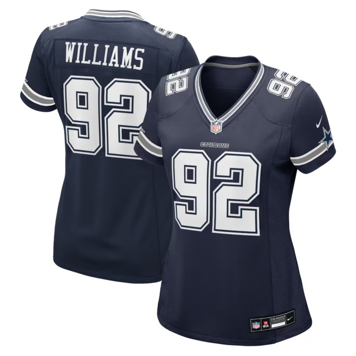 Women's Dallas Cowboys #92 Quinnen Williams Navy Nike Home Game Jersey