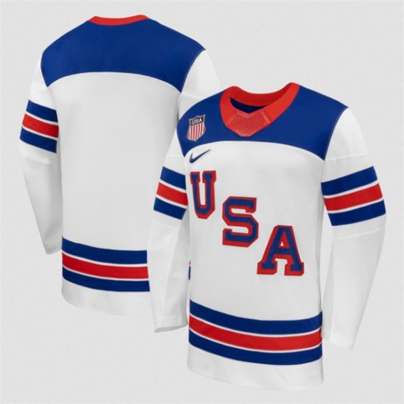 Men's USA Hockey Blank White 2026 Nike Stitched Jersey