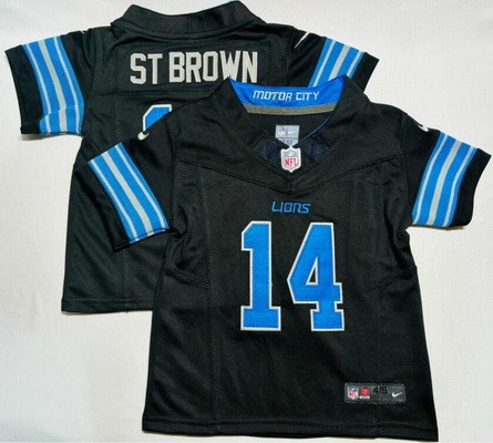 Toddler Nike Detroit Lions #14 Amon Ra St Brown Limited Black FUSE Vapor Stitched NFL Jersey