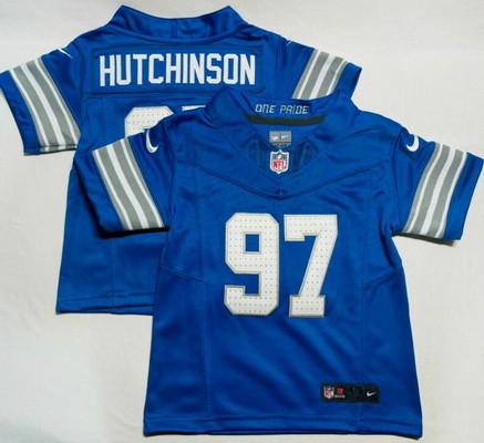 Toddler Nike Detroit Lions #97 Aidan Hutchinson Limited Blue FUSE Vapor Stitched NFL Jersey