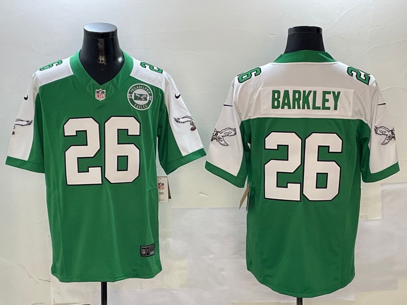 Men's Philadelphia Eagles #26 Saquon Barkley Green_White 2024 FUSE With Patch Vapor Limited Stitched Football Jersey