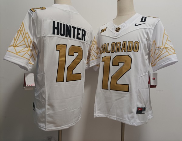 Men's Colorado Buffaloes #12 Travis Hunter White With XII Patch 2024 F.U.S.E. Nike Limited Stitched NCAA Football Jersey