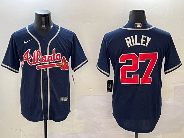 Men's Atlanta Braves #27 Austin Riley Nike Navy Stitched MLB Limited Jersey