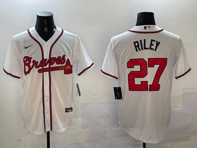 Men's Atlanta Braves #27 Austin Riley Nike White Stitched MLB Limited Jersey