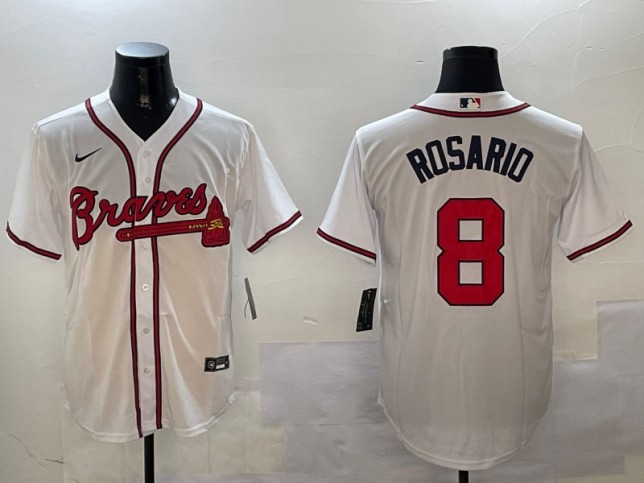 Men's Atlanta Braves #8 Eddie Rosario Nike White Stitched MLB Limited Jersey