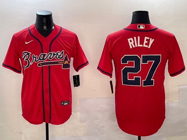 Men's Atlanta Braves #27 Austin Riley Nike Red Stitched MLB Limited Jersey