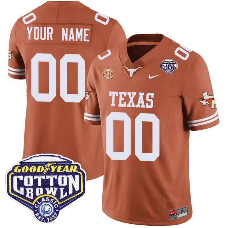 Custom Gender Name Number Texas Longhorns 2024-25 Cotton Bowl Classic Nike FUSE Vapor Limited Stitched College Football Jersey Texas Orange