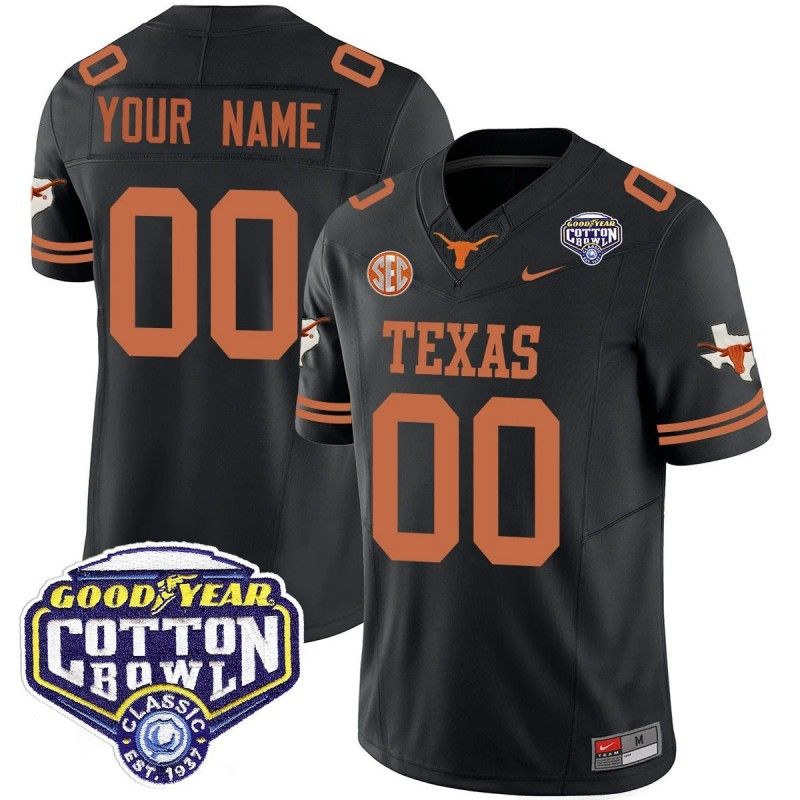 Custom Gender Name Number Texas Longhorns 2024-25 Cotton Bowl Classic Nike FUSE Vapor Limited Stitched College Football Jersey Black