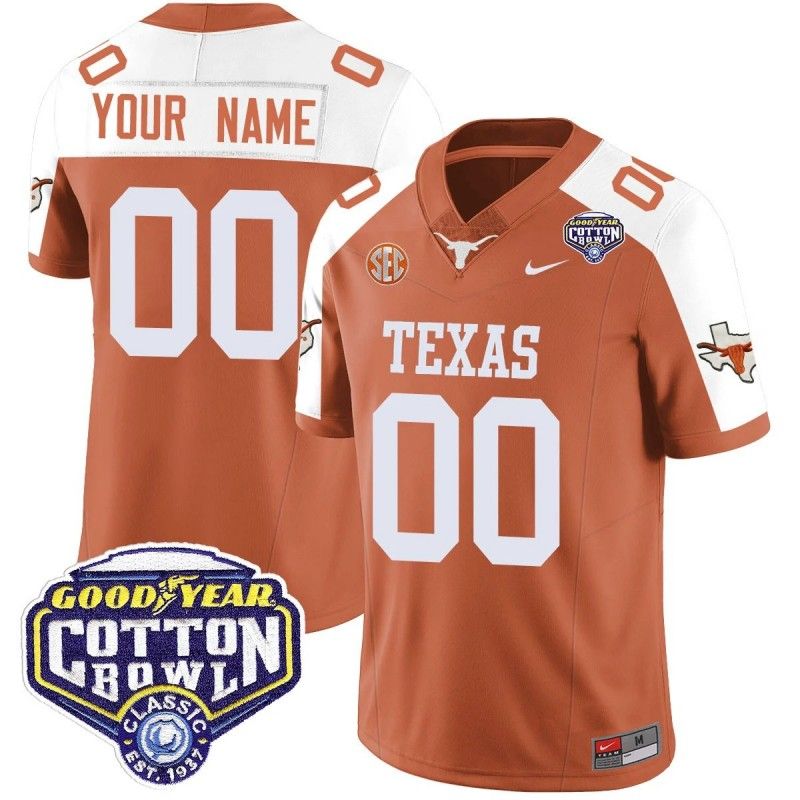 Custom Gender Name Number Texas Longhorns 2024-25 Cotton Bowl Classic Nike FUSE Vapor Limited Stitched College Football Jersey Orange Alternate